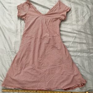 Pact Orange and White Striped Fit and Flare Dress